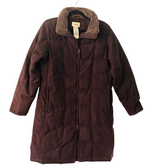 L.L. Bean Long Puffer Goose Down Coat Women’s chocolate Brown Winter L - Picture 1 of 13